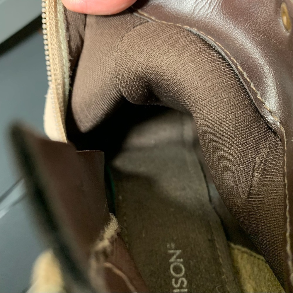 Steve Madden Suede Booties Sz 8 Tan Western Block Heel Side Zipper Insulate Boot - Picture 12 of 13